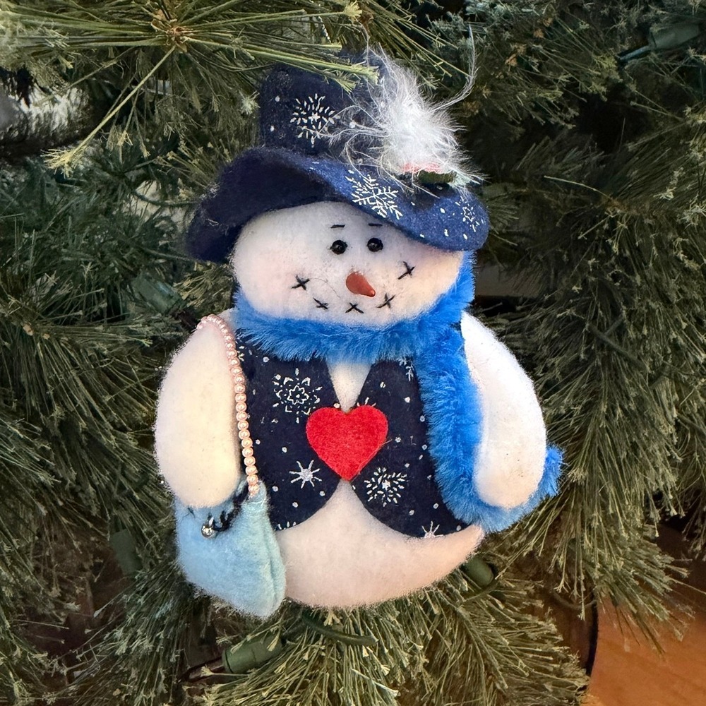 Vintage 2001 Soft Plush Trendy Snow-Woman Cute Winter Christmas Ornament
